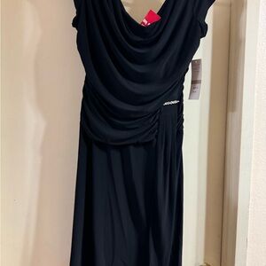 Elegant Black Draped Women's Dress
